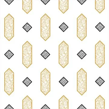 Abstract Vector Seamless Geometric Pattern Of Black Rhombuses And Gold Hexago Illustrazione stock