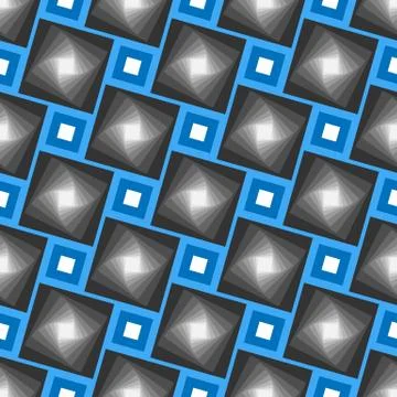 Abstract vector seamless geometrical pattern. Blue frames with grey shades tiles Stock Illustration