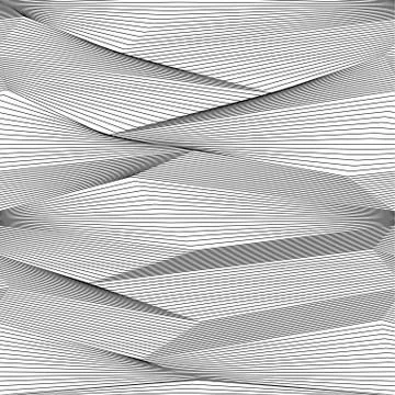 Abstract vector seamless moire pattern with zigzag curling lines. 스톡 일러스트