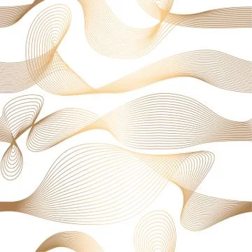 Abstract vector seamless moire pattern with waving curling lines. Stock Illustration