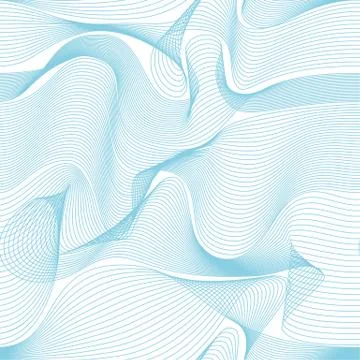 Abstract vector seamless moire pattern with waving curling lines. Stock Illustration