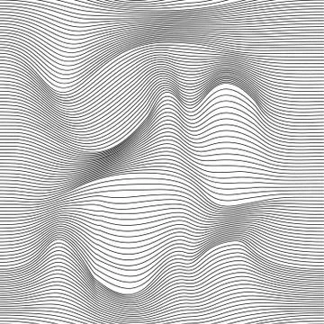 Abstract vector seamless moire pattern with waving curling lines. Stock Illustration