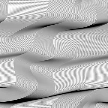 Abstract vector seamless moire pattern with waving curling lines. Stock Illustration