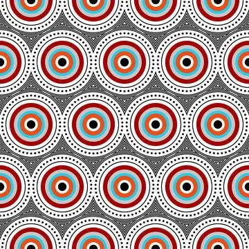 Abstract vector seamless op art pattern. Colorful disco ornament. Stock Illustration