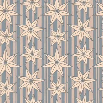 Abstract vector seamless pattern with 7 pointed star shapes and textured Stock Illustration