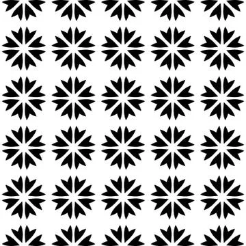 Abstract vector seamless pattern background mosaic of black blooms in linear Illustrazione stock