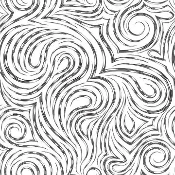 Abstract vector seamless pattern in black color from smooth lines with holes in イラスト素材