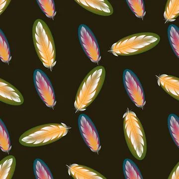 Abstract Vector seamless pattern with feathers of birds Illustrazione stock