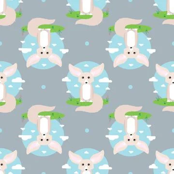 Abstract vector seamless pattern with fennec fox Stock Illustration
