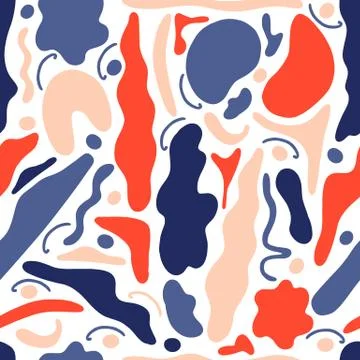 Abstract vector seamless pattern geometric shapes in memphis style. Art Stock Illustration