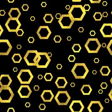 Abstract vector seamless pattern with gold hexs Illustrazione stock
