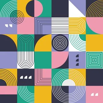 Abstract vector seamless pattern grid with shapes Illustrazione stock