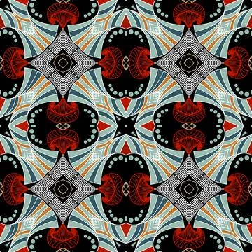 Abstract vector seamless pattern. Line art modern background. Repeat colorful Illustrazione stock