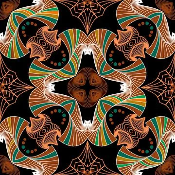 Abstract vector seamless pattern. Line art modern background. Repeat colorful Stock Illustration