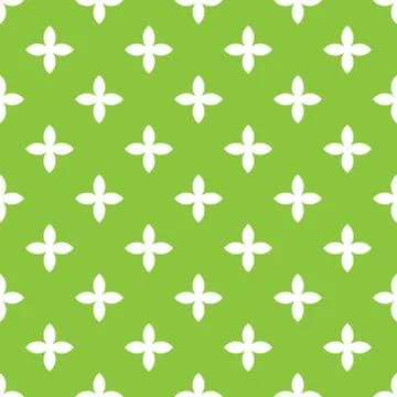 Abstract vector seamless pattern mosaic of white four leaf blooms in diagonal Illustrazione stock