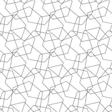 Abstract vector seamless pattern mosaic of wire hexagons outlines on white Illustrazione stock