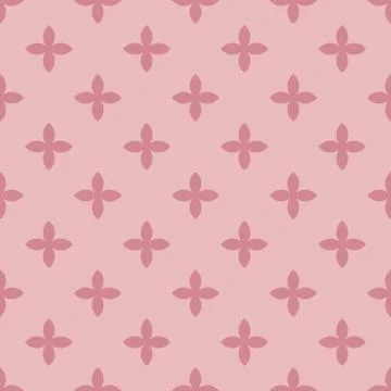 Abstract vector seamless pattern mosaic of pink four leaf blooms in diagonal Stock Illustration