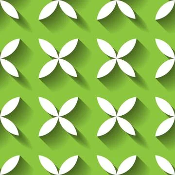 Abstract vector seamless pattern mosaic of white four leaf blooms in diagonal イラスト素材