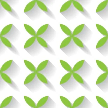 Abstract vector seamless pattern mosaic of green four leaf blooms in diagonal イラスト素材