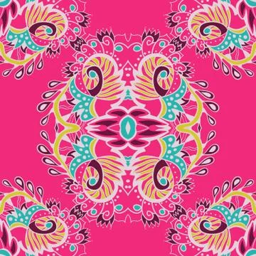 Abstract vector seamless pattern on pink background. Vector illustration. E.. Stock Illustration