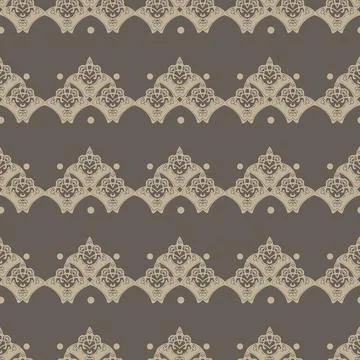 Abstract vector Seamless pattern with point and flower in Art Nouveau style Stock Illustration