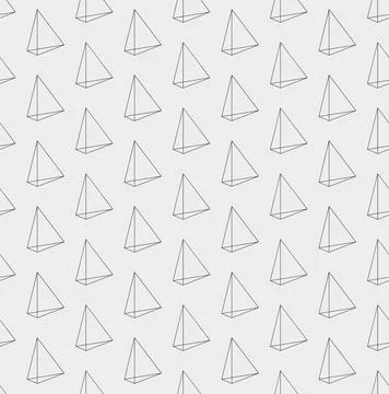 Abstract vector seamless pattern with pyramids of thin black lines Stock Illustration