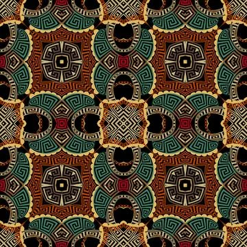 Abstract vector seamless pattern. Tribal ethnic style background. Repeat colo Stock Illustration