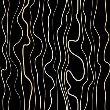 Abstract vector seamless pattern with waving curling lines. Stock Illustration