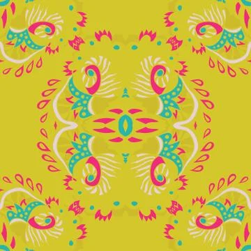 Abstract vector seamless pattern on yellow background. Vector illustration. Illustrazione stock