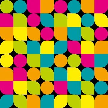 Abstract vector seamless pop art pattern. Colorful disco ornament Stock Illustration