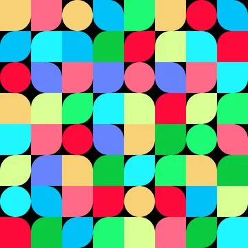 Abstract vector seamless pop art pattern. Colorful disco ornament Stock Illustration