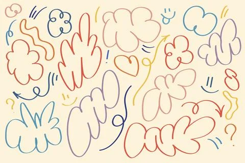 Abstract vector set of colorful elements with floral shapes Stockillustratie