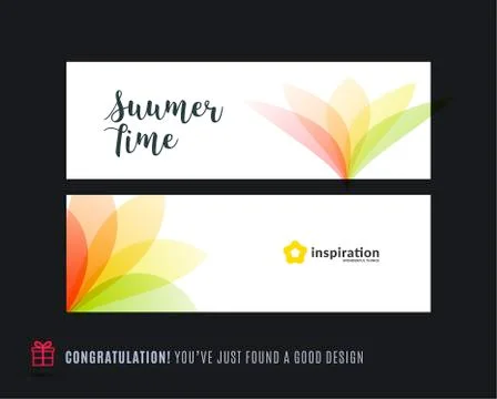 Abstract vector set of horizontal website banners with colourful flowers Illustrazione stock