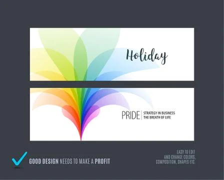 Abstract vector set of horizontal website banners with colourful flowers Stock Illustration