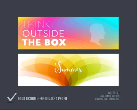 Abstract vector set of horizontal website banners with colourful flowers Stock Illustration