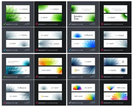 Abstract vector set of horizontal website banners with colourful flowers Stock Illustration