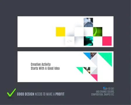 Abstract vector set of horizontal website banners with colourful flowers Stock-Illustration