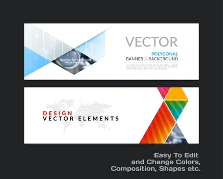 Abstract vector set of modern horizontal website banners with co Stock Illustration