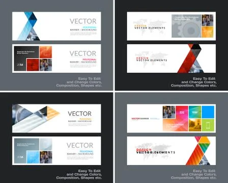 Abstract vector set of modern horizontal website banners with co Stock Illustration