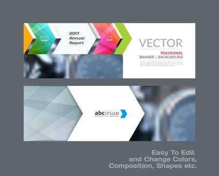 Abstract vector set of modern horizontal website banners with co Stock Illustration