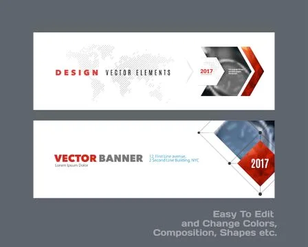 Abstract vector set of modern horizontal website banners with co Stock Illustration