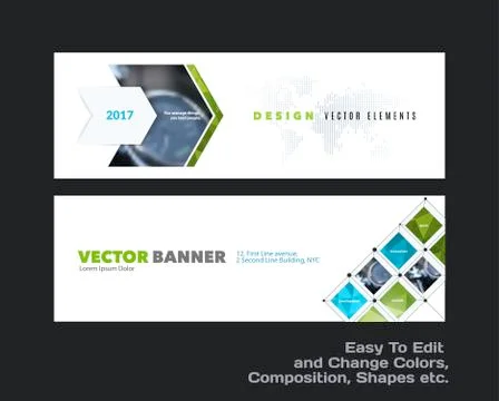 Abstract vector set of modern horizontal website banners with co Stock Illustration