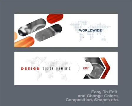 Abstract vector set of modern horizontal website banners with co Stock Illustration