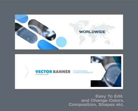 Abstract vector set of modern horizontal website banners with co Illustrazione stock