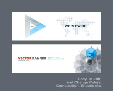 Abstract vector set of modern horizontal website banners with colourful triangle Illustrazione stock