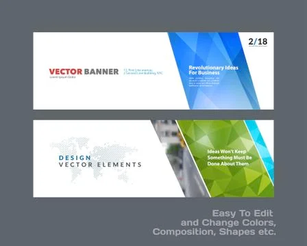 Abstract vector set of modern horizontal website banners with colourful diagonal Stock Illustration