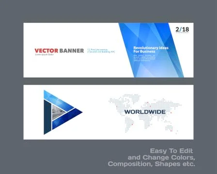 Abstract vector set of modern horizontal website banners with colourful diagonal Stock Illustration