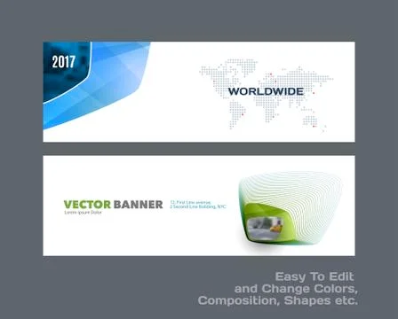 Abstract vector set of modern horizontal website banners with colourful soft Illustrazione stock