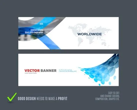 Abstract vector set of modern horizontal website banners with colourful soft Stock Illustration