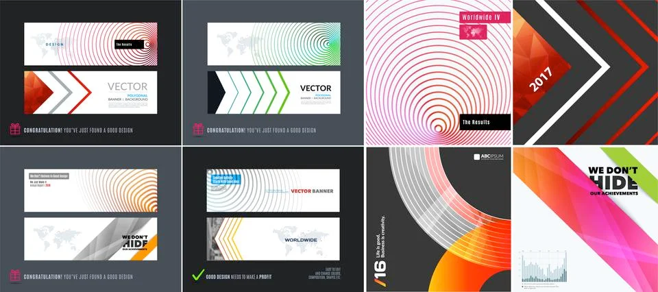Abstract vector set of modern horizontal website banners Stock Illustration